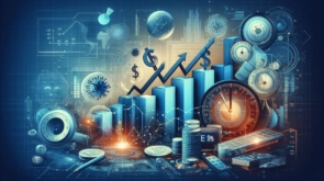 Fondo creativo y dinámico para miniatura de YouTube sobre el origen de los tipos de interés. Estilo