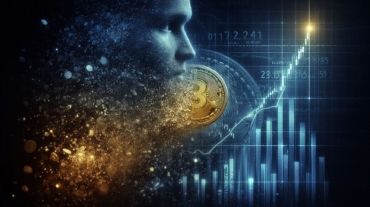 A dramatic and symbolic digital illustration showing a coin slowly disintegrating or fading away int